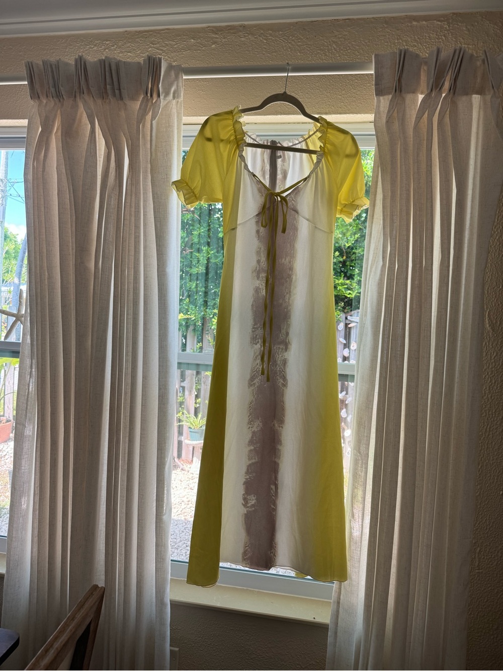 Off The Shoulder Yellow Tie-Front Maxi Dress